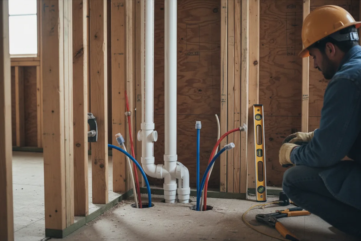 Drain and supply rough-in during Leak Detection in Woodbury Heights