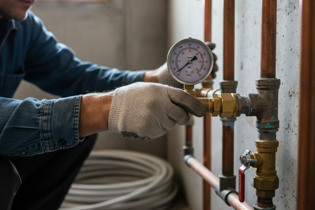 Pressure testing a repaired line during Water Line Repair in Woodbury Heights